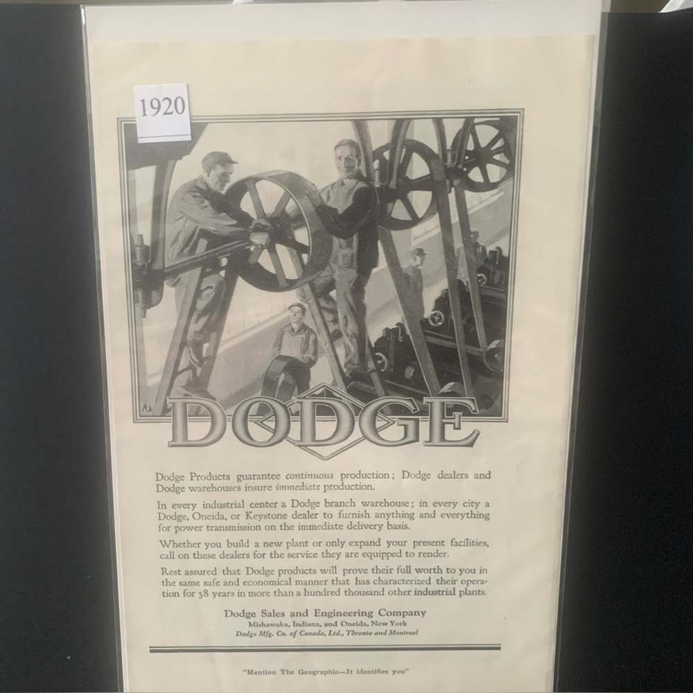 Vintage 1920 Dodge Sales And Engineering Company Ad Advertisement
